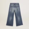 Vaqueros de corte ancho en denim azul medio