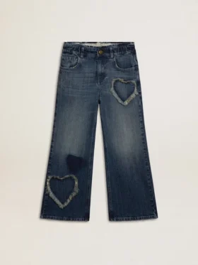 Vaqueros de corte ancho para niñas en denim azul
