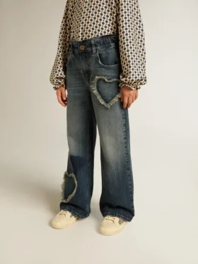 Vaqueros de corte ancho para niñas en denim azul