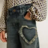 Vaqueros de corte ancho para niñas en denim azul