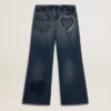Vaqueros de corte ancho para niñas en denim azul