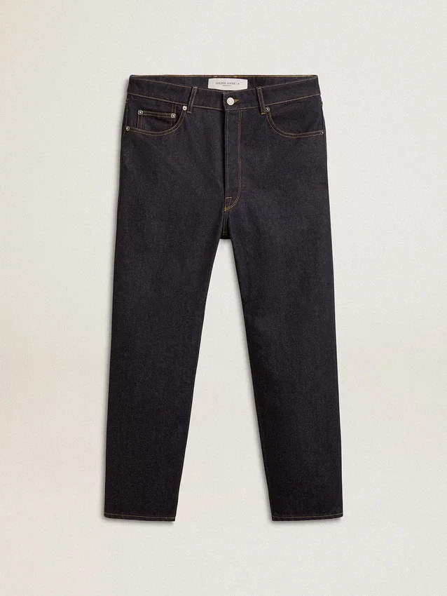 Vaqueros de hombre azul oscuro en denim de un solo lavado
