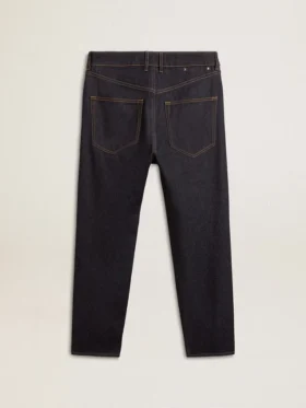 Vaqueros de hombre azul oscuro en denim de un solo lavado