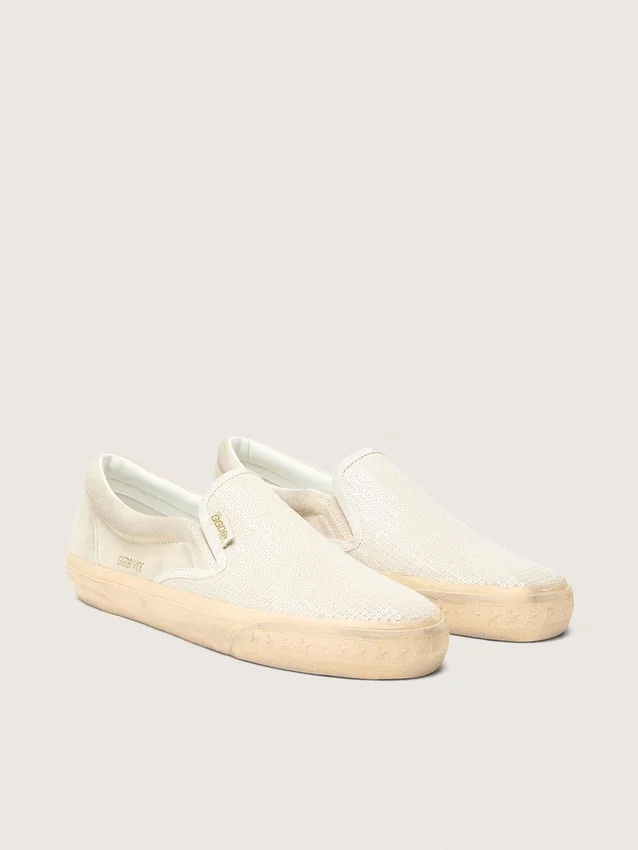 VCE Penstar para hombre en ante beige y lentejuelas color perla