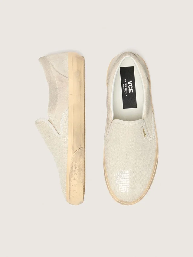VCE Penstar para hombre en ante beige y lentejuelas color perla