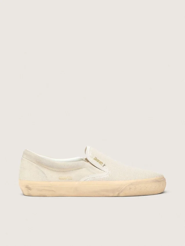 VCE Penstar para mujer en ante beige y lentejuelas color perla