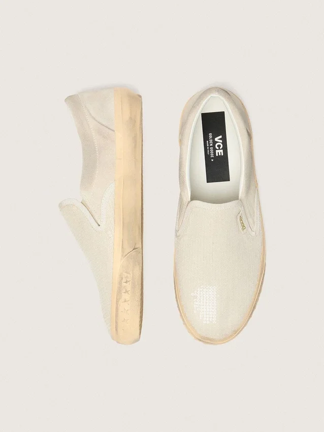 VCE Penstar para mujer en ante beige y lentejuelas color perla