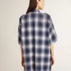 Vestido camisero corto de mujer con estampado de tablero de ajedrez en 3D y bordados