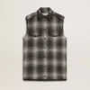Vestido camisero de mezcla de lana gris oscuro para mujer