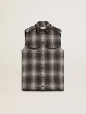 Vestido camisero de mezcla de lana gris oscuro para mujer