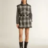 Vestido camisero de mezcla de lana gris oscuro para mujer