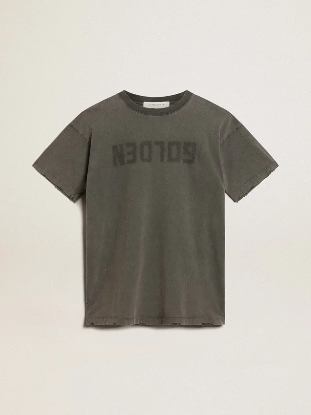 Vestido camiseta gris para mujer con acabado desgastado