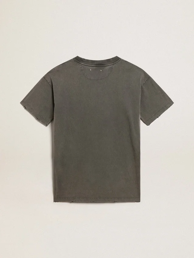 Vestido camiseta gris para mujer con acabado desgastado
