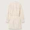 Vestido de camisa de algodón crudo para mujer con rayas beige y marrones