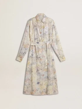 Vestido de camisa de mujer con estampado floral de lentejuelas multicolor