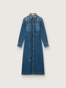 Vestido de camisa de mujer de denim con cinturón