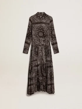 Vestido de camisa gris antracita con estampado de paisley