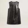 Vestido de mujer de piel napa negra con tachuelas