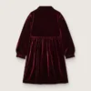Vestido de niñas en color burdeos con efecto terciopelo y bordado en la parte delantera