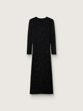 Vestido largo de mujer de malla negra con lentejuelas negras