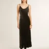 Vestido liso de mujer en negro con efecto terciopelo