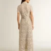 Vestido midi de mujer de encaje transparente color crema