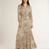 Vestido midi de mujer de mezcla de seda con estampado floral