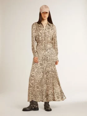 Vestido midi de mujer de mezcla de seda con estampado floral