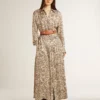 Vestido midi de mujer de mezcla de seda con estampado floral