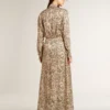 Vestido midi de mujer de mezcla de seda con estampado floral