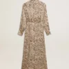 Vestido midi de mujer de mezcla de seda con estampado floral