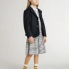 Vestido midi para niñas de mezcla de algodón a rayas con bordados