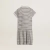 Vestido midi para niñas de mezcla de algodón a rayas con bordados