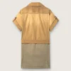Vestido safari de mujer en algodón beige y verde militar con bolsillos maxi