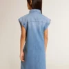 Vestido vaquero para niñas con lazo delantero y bordados