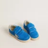 Young Ball Star en ante azul claro con estrella y lengüeta en el talón de nubuck gris