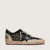 Zapatillas Ball Star LAB para hombre en ante negro con tachuelas y estrella de piel negra brillante