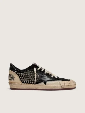 Zapatillas Ball Star LAB para hombre en ante negro con tachuelas y estrella de piel negra brillante