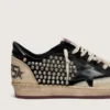Zapatillas Ball Star LAB para hombre en ante negro con tachuelas y estrella de piel negra brillante