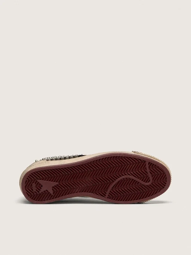 Zapatillas Ball Star LAB para hombre en ante negro con tachuelas y estrella de piel negra brillante