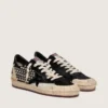 Zapatillas Ball Star LAB para mujer en ante negro con tachuelas y estrella de piel negra brillante