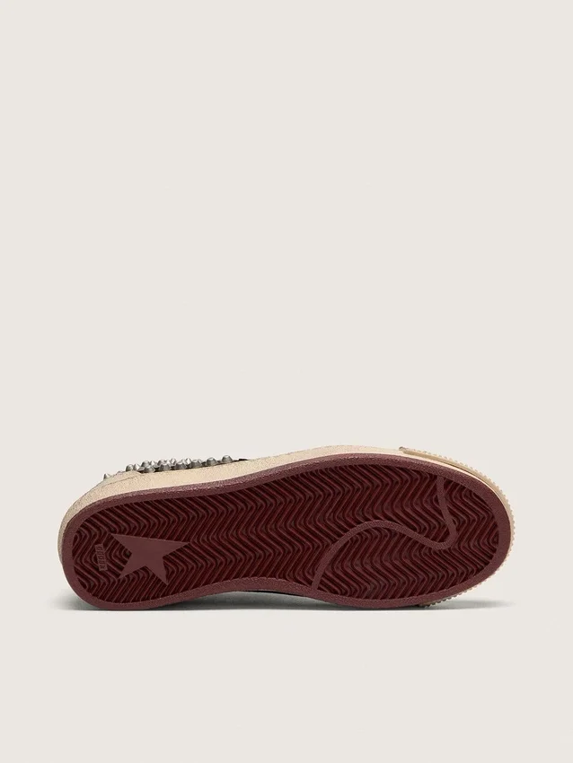 Zapatillas Ball Star LAB para mujer en ante negro con tachuelas y estrella de piel negra brillante