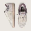 Zapatillas Ball Star LAB para mujer en nailon blanco y piel de potro con estrella plateada e inserciones lilas