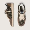 Zapatillas Ball Star LAB para mujer en terciopelo matelassé marrón con pedrería y estrella de piel negra