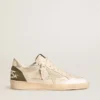 Zapatillas Ball Star LTD para hombre con estrella de ante beige y lengüeta del talón de piel laminada en platino