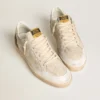 Zapatillas Ball Star LTD para hombre con estrella de ante beige y lengüeta del talón de piel laminada en platino