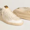 Zapatillas Ball Star LTD para hombre con estrella de ante beige y lengüeta del talón de piel laminada en platino