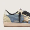 Zapatillas Ball Star LTD para hombre en ante azul vaquero con estrella de piel dorada metalizada