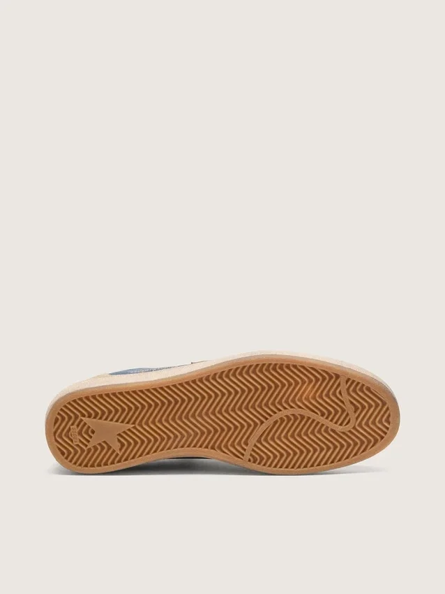 Zapatillas Ball Star LTD para hombre en ante azul vaquero con estrella de piel dorada metalizada