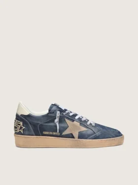 Zapatillas Ball Star LTD para hombre en piel azul oscuro con estrella de ante beige
